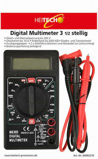 Heitech HEI002219 Digitales Multimeter mit Summer mit AC / DC / Widerstandsmessung