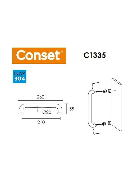 Conset Handgriff Vordertür C1335 210mm Matt Nickel