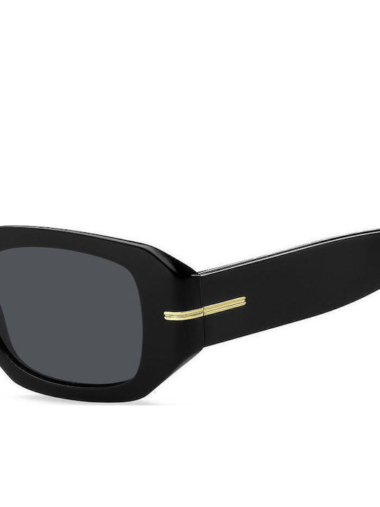 Boss Unisex Sunglasses with Black Plastic Frame and Black Lens BOSS 1608/S 807/IR