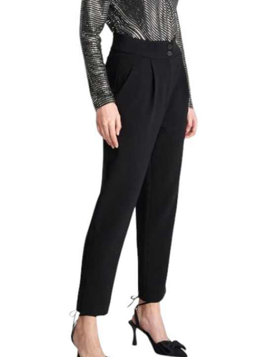 Attrattivo Women's High-waisted Fabric Trousers Black