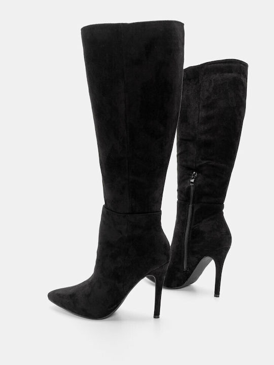 Luigi Suede Women's Boots with High Heel Black