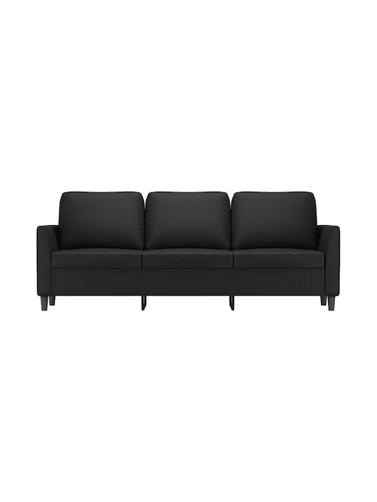 Τριθέσιος Καναπές Δερματίνη Μαύρος 200x77x80εκ.