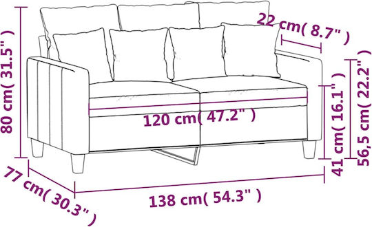 Two-Seater Couch Light Grey 138x77x80 cm