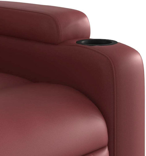 Πολυθρόνα Relax με Υποπόδιο από Δερματίνη Μπορντό 74x88x97cm