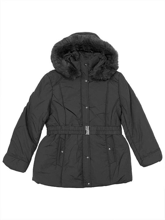 Ustyle Women's Long Puffer Jacket for Winter with Hood BLACK