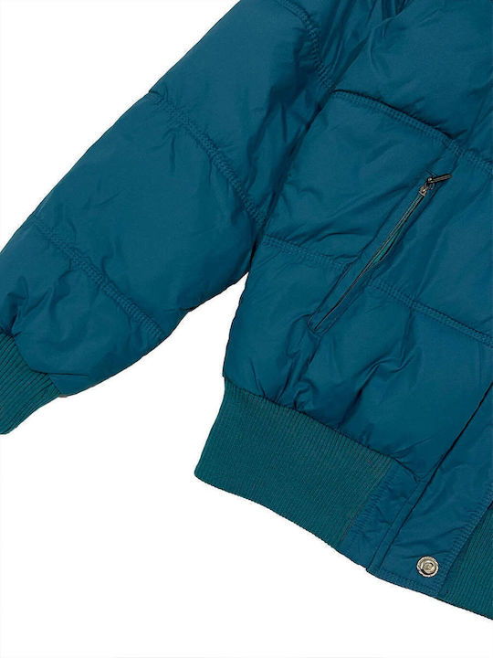 Ustyle Women's Short Puffer Jacket for Winter with Hood Green