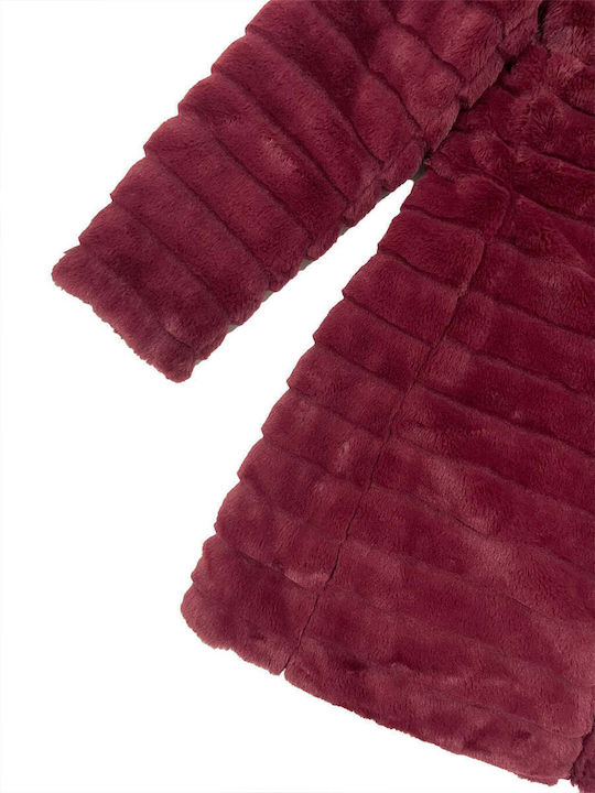 Lang Damen Puffer Jacke Wendbar für Winter Burgundy