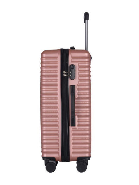 Amber Reisekoffer Hartschalen Pink/Gold mit 4 Räder Set 3Stück AM1013/3-RG