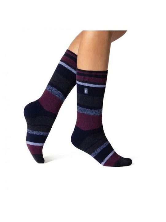 Heat Holders Jacquard Lite Navy Thermal Socks Purple