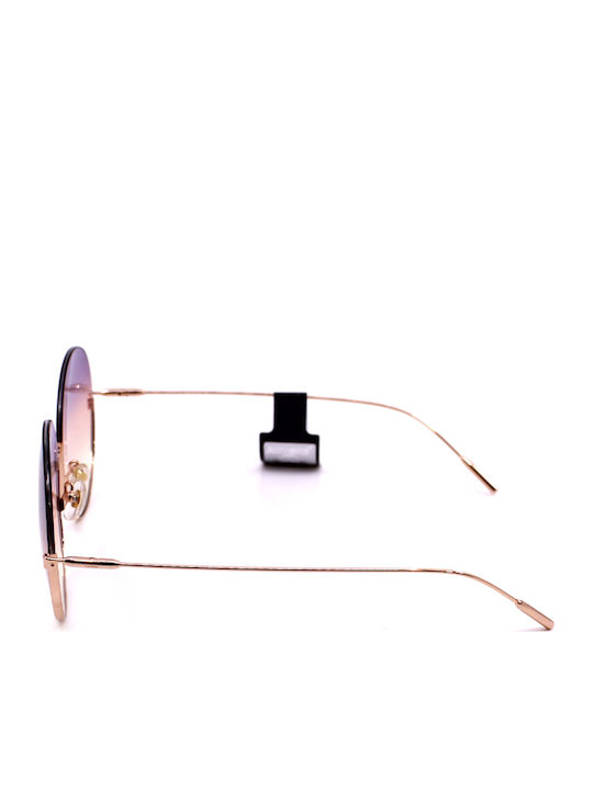 Bolon Unisex Sunglasses with Rose Gold Metal Frame and Pink Gradient Lens BL7106A30