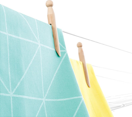 Brabantia Lift-O-Matic Advance Folding Floor Clothes Drying Rack for Garden Metallic with Hanging Length 50m