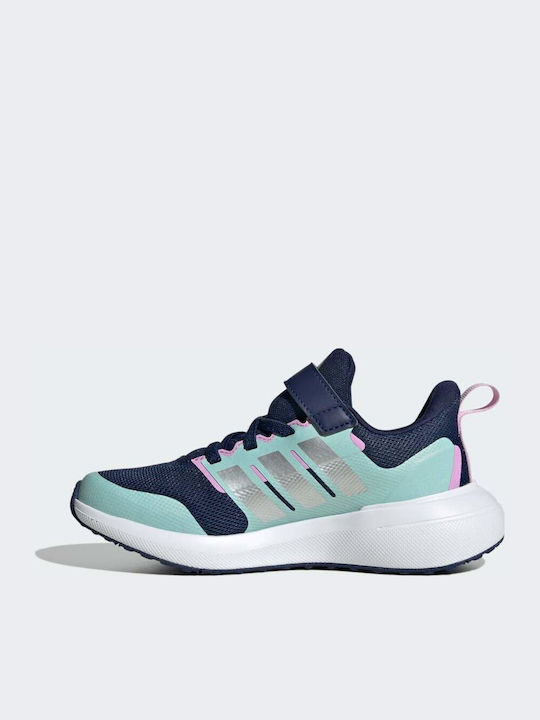 Fortarun Fortarun 2.0 Kids Sports Shoes Running with Hoop & Loop Closure Dark Blue / Silver Metallic / Semi Flash Aqua