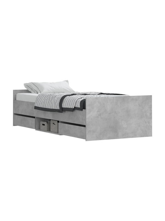 Bett Einzelbett Holz Gray mit Latten für Matratze 100x200cm