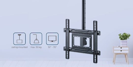 Gembird CM-70ST-01 Βάση Τηλεόρασης Οροφής έως 70" και 50kg Μαύρο