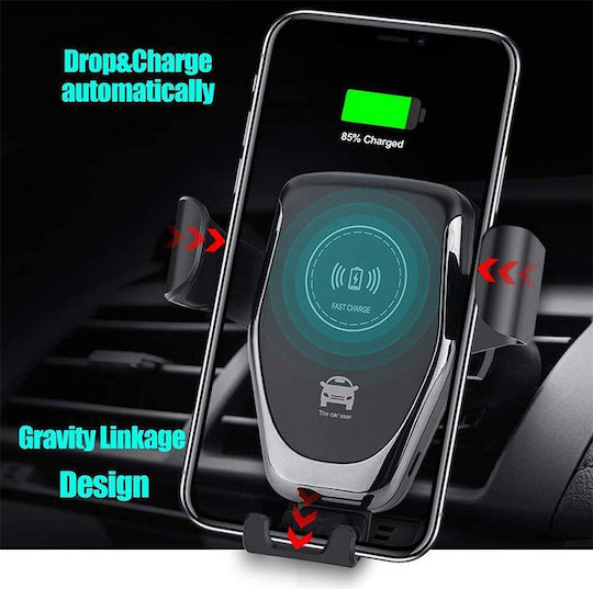 Autoline Car Mobile Mount with Adjustable Hooks and Wireless Charging Black