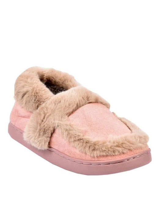 Jomix Closed Women's Slippers With fur in Pink color