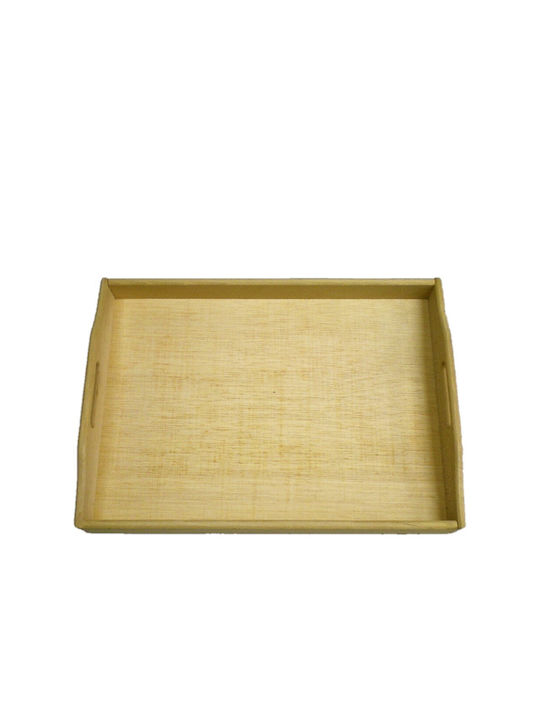Wooden Rectangular Serving Tray with Handles in Brown Color 1pcs