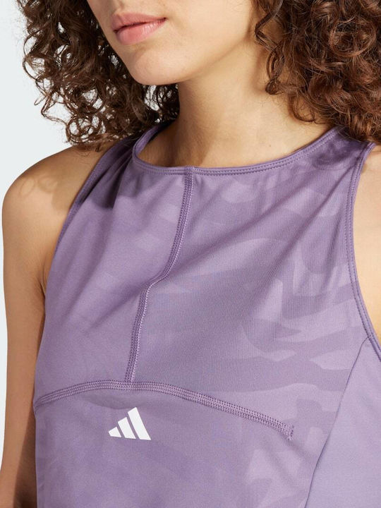 Adidas Printed Γυναικείο Αθλητικό Crop Top Αμάνικο Fast Drying Μωβ