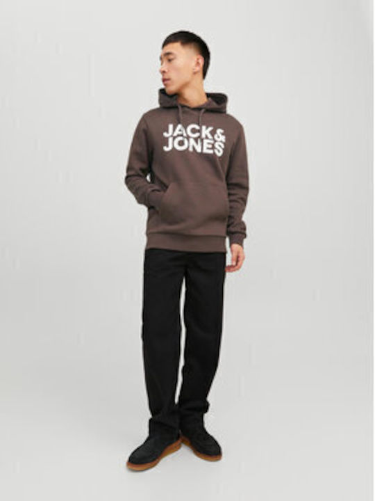 Jack & Jones Ανδρικό Φούτερ με Κουκούλα Καφέ