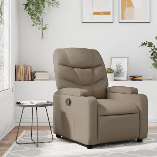 Relax Armchair with Footstool from Leatherette Cappuccino 74x89x100cm