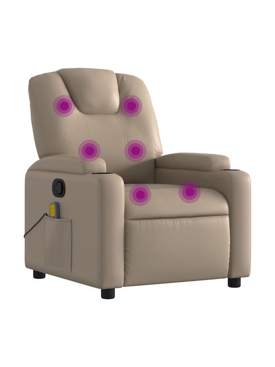 Πολυθρόνα Relax Massage με Υποπόδιο από Δερματίνη Καπουτσίνο 74x88x97cm
