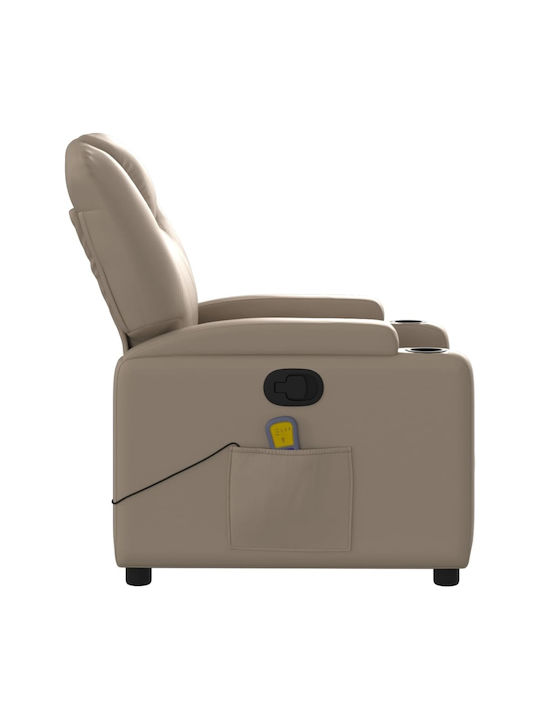 Πολυθρόνα Relax Massage με Υποπόδιο από Δερματίνη Καπουτσίνο 74x88x97cm
