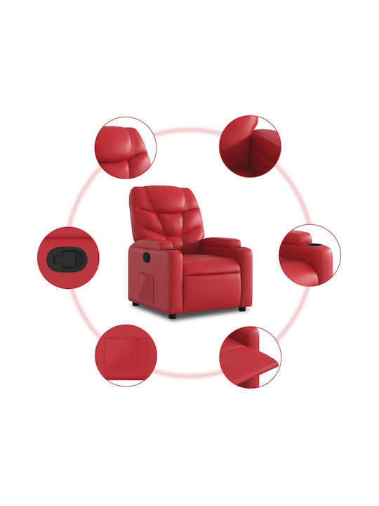 Relaxsessel mit Fußhocker aus Kunstleder Red 74x89x100cm