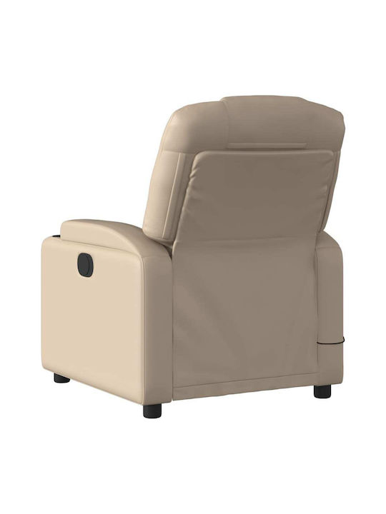 Πολυθρόνα Relax Massage με Υποπόδιο από Δερματίνη Καπουτσίνο 74x88x97cm