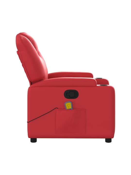 Relax Armchair Massage with Footstool from Leatherette Red 74x89x100cm