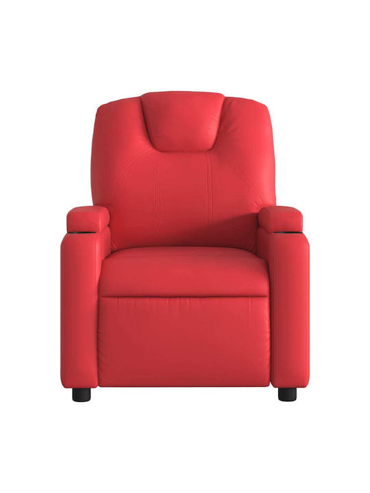Πολυθρόνα Relax με Υποπόδιο από Δερματίνη Κόκκινη 74x88x97cm