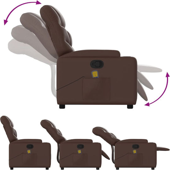 Πολυθρόνα Relax Massage με Υποπόδιο από Δερματίνη Καφέ 74x89x100cm