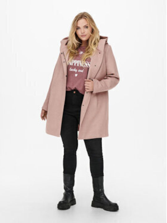 Women's Pink Coat with Buttons