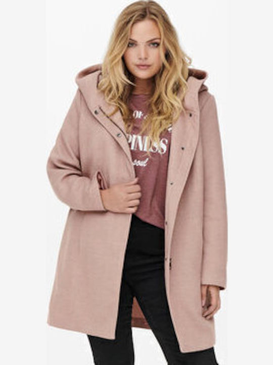 Women's Pink Coat with Buttons