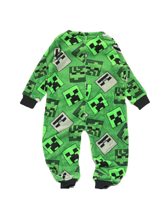 Mojang AB Pijama întreagă pentru copii De iarnă Fleece GREEN