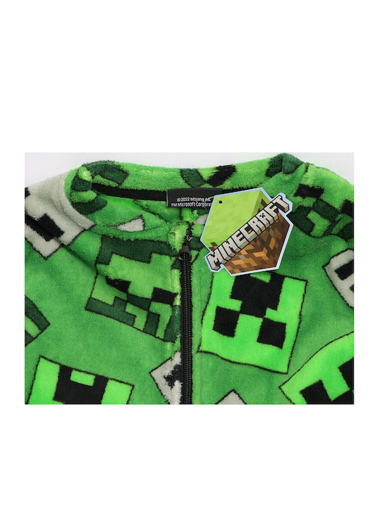 Mojang AB Παιδική Πιτζάμα Ολόσωμη Χειμωνιάτικη Fleece Πράσινο
