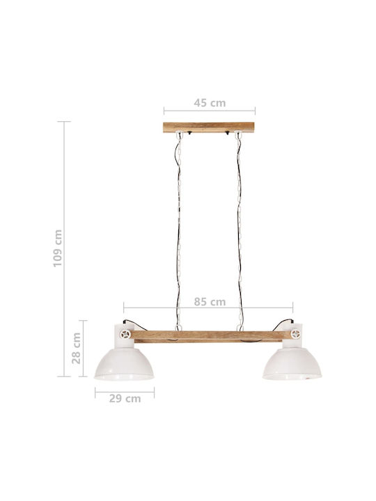vidaXL Industrial Pendant Light White with Socket E27 29x28cm