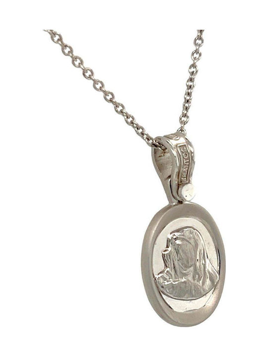 Xryseio Икони Детски Талисман с Дева Мария от Бяло злато 14K FL1138