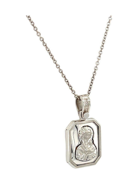 Xryseio Икони Детски Талисман с Дева Мария от Бяло злато 14K FL1137
