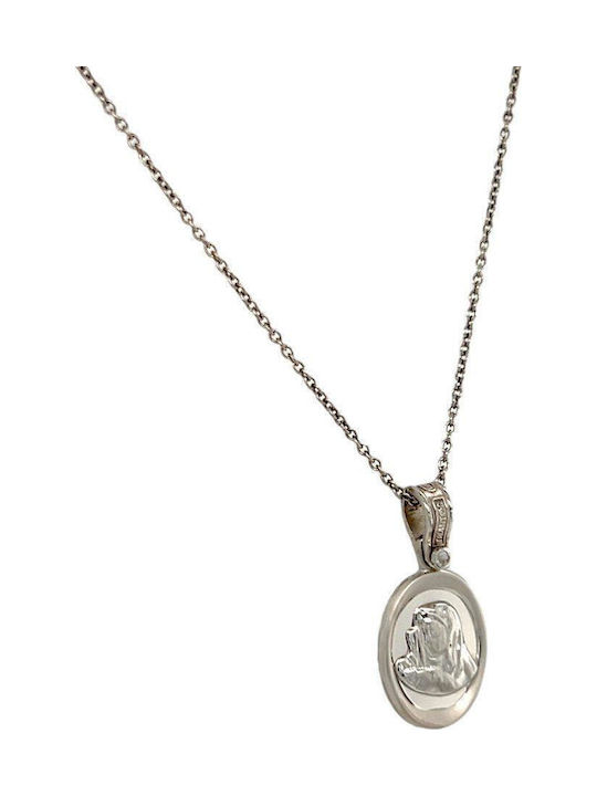 Xryseio Икони Детски Талисман с Дева Мария от Бяло злато 14K FL1138