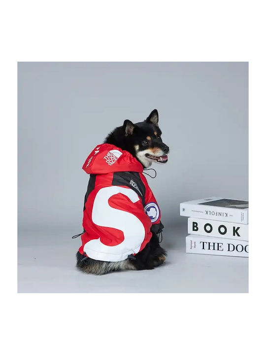 Red Waterproof Dog Coat with Hood