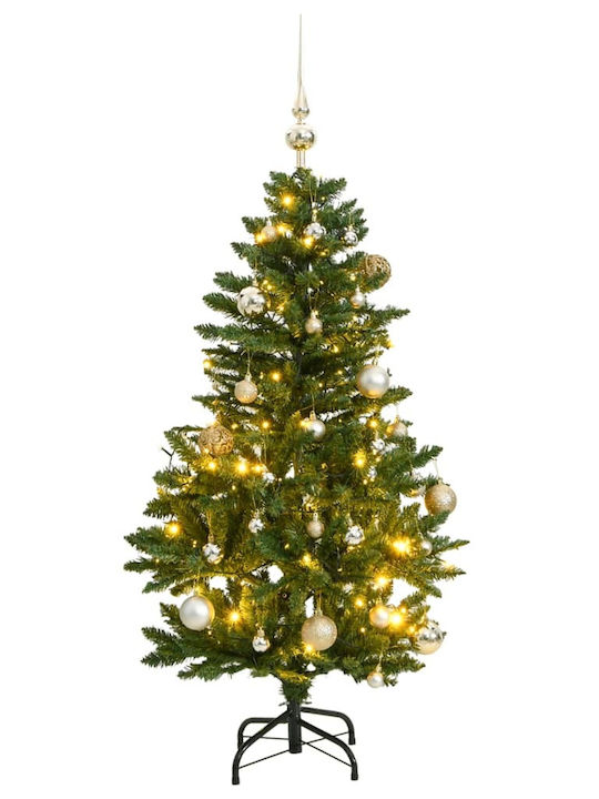 Christmas Green Tree with Metallic Base, Built in Branches and LED Lighting H150pcs