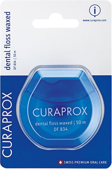 Curaprox DF 834 Waxed Dental Floss with Mint Flavour 50m