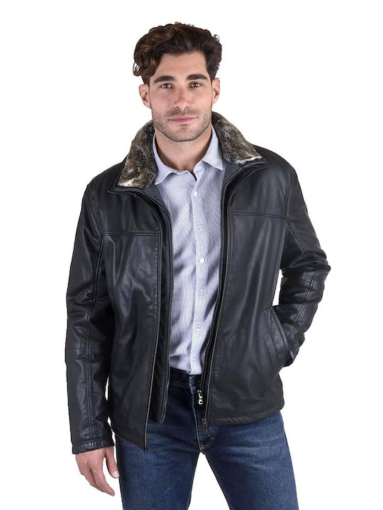 Guy Laroche Herren Winter Jacke Leder Black