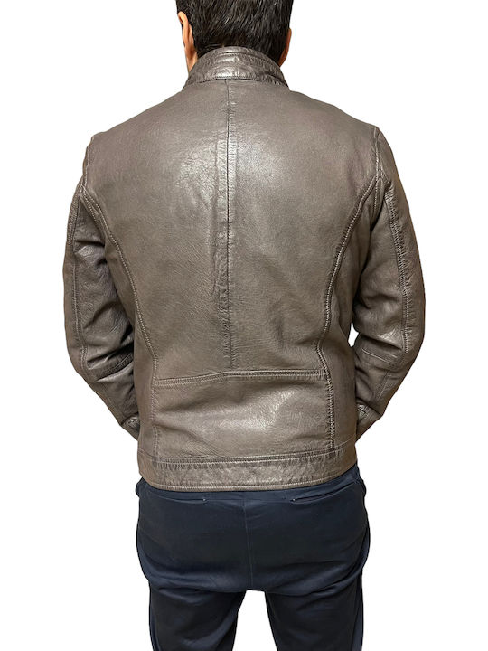 Leather Jacket Biker Charcoal