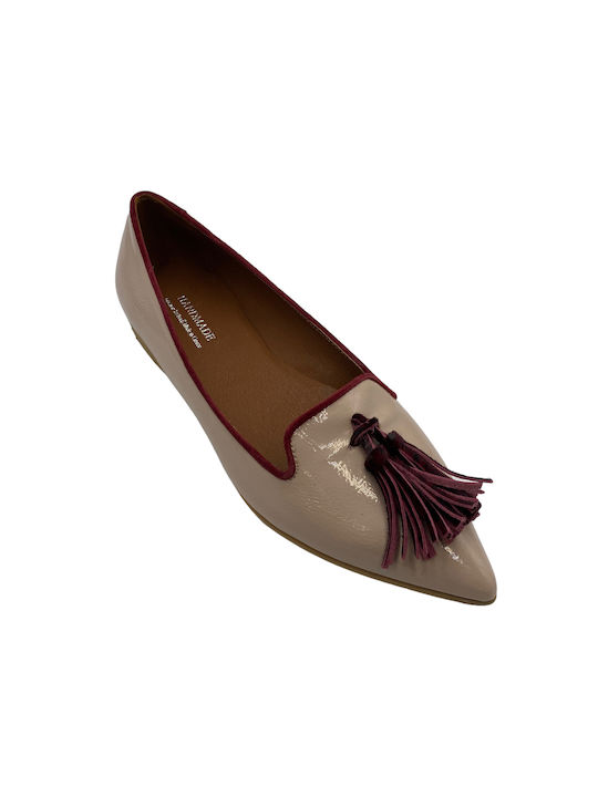 Fashion Beads Lederne Damen Ballerinas in Rosa Farbe