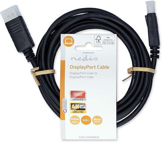 Nedis Kabel DisplayPort-Stecker - DisplayPort-Stecker 3m Schwarz (CCGL37010BK30)