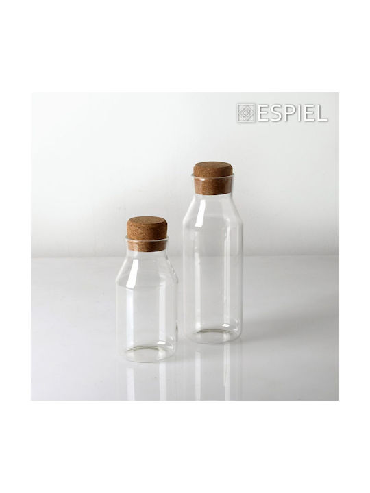 Espiel Bottle Water Glass with Cork Transparent 1000ml 6 Pieces