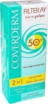 Coverderm Filteray Plus 2 in 1 Sunscreen & After Sun Ca Waterproof Sunscreen Cream Face SPF50 50ml