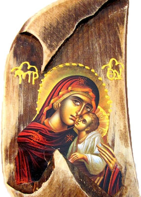 Christening Favor with Religious Icon made of Wood