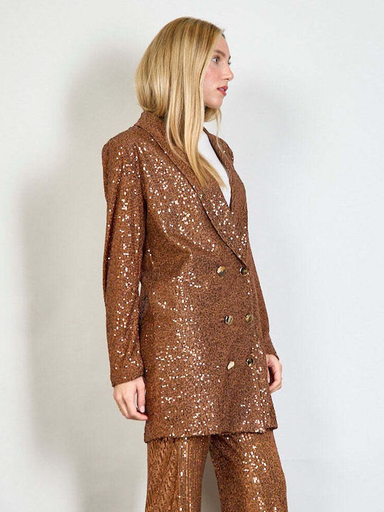 Cherry Long Women's Blazer Bronze